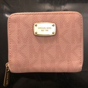 Pink Michael Kors Logo Zipper Mini Jet Set Wallet